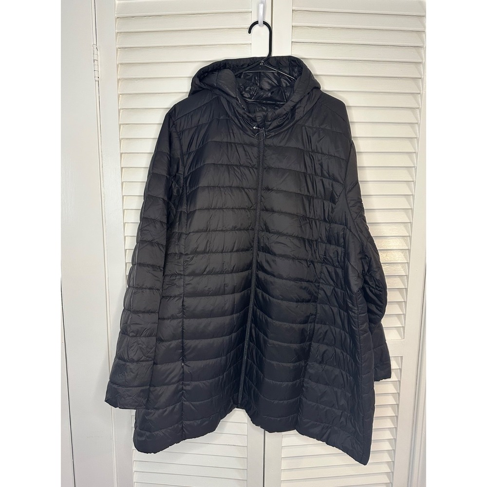 Torrid Size 5 28 Black Hooded Packable Puffer Coat Jacket Lightweight Full Zip